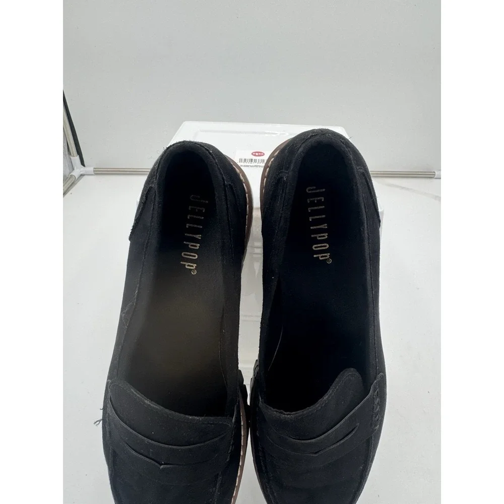 Jellypop Paris Women's Sz 11m Chunky Black Suede Platform Loafers Lug Sole - Picture 5 of 7